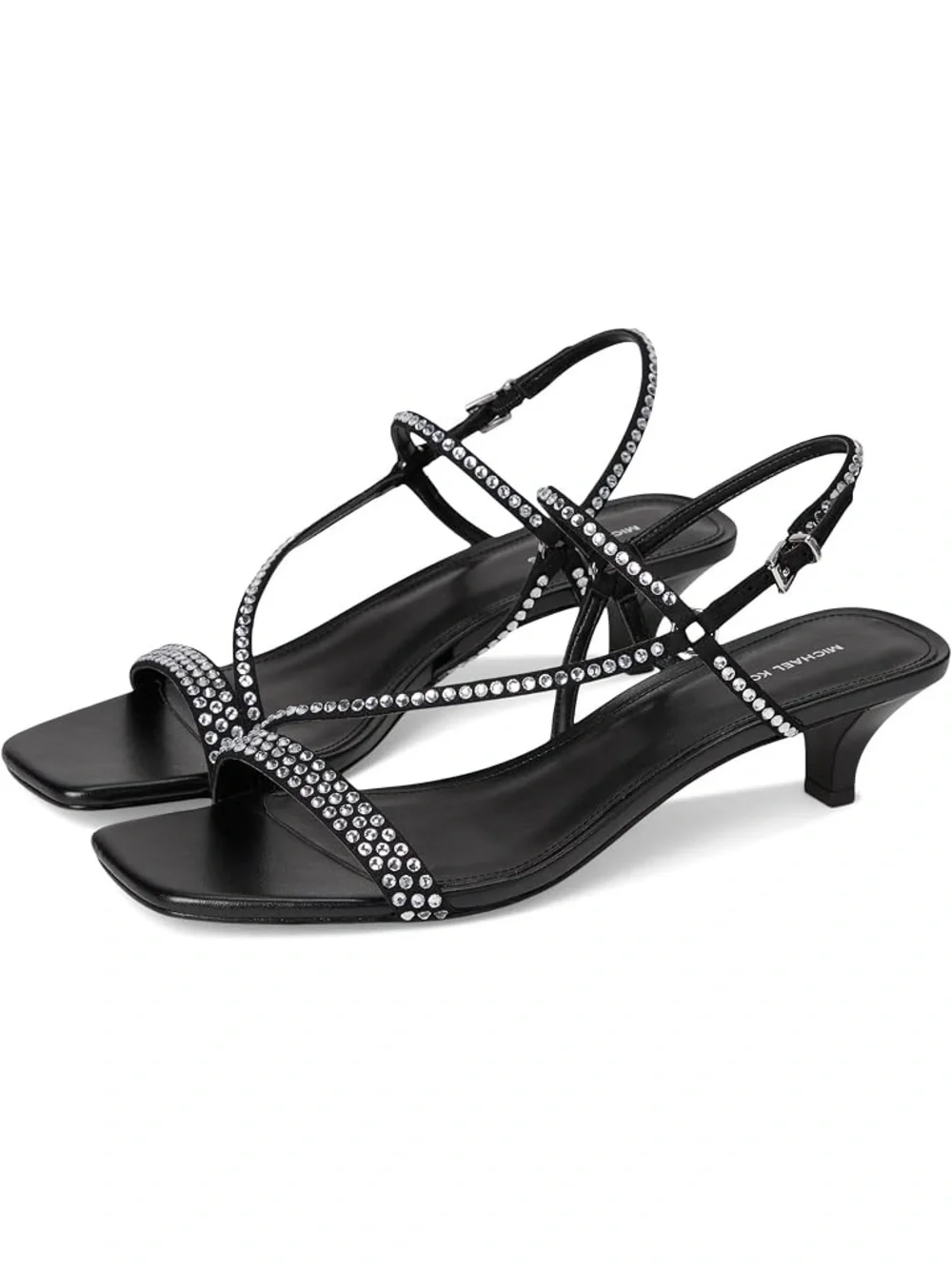 Michael Kors Selina Black Crystal-Embellished Slingback Sandals
